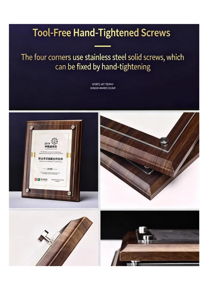 EZdenK Honor A3 Business License Study Desk with Straight-Edged Walnut Tone Frame Wooden Picture Frame - Image 4